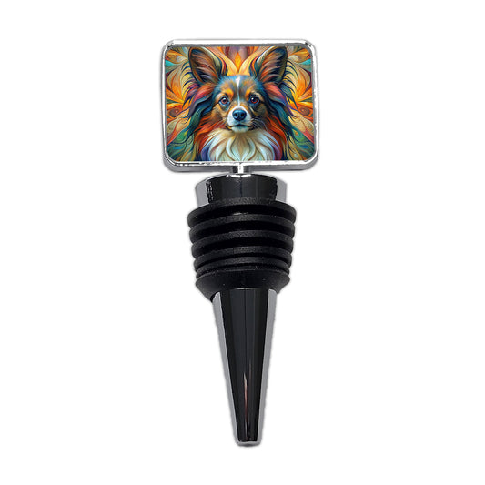 Papillion Dog Abstract Art Wine Bottle Stopper