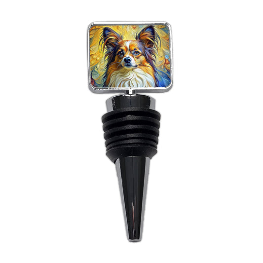 Papillion Dog Expressionism Art Wine Bottle Stopper