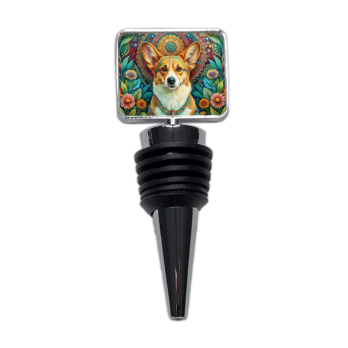 Pembroke Welsh Corgi Dog Bohemian Art Wine Bottle Stopper