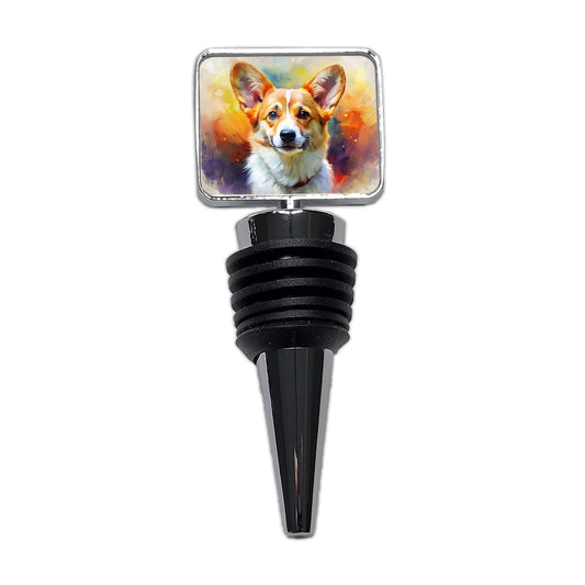 Pembroke Welsh Corgi Dog Expressionism Art Wine Bottle Stopper