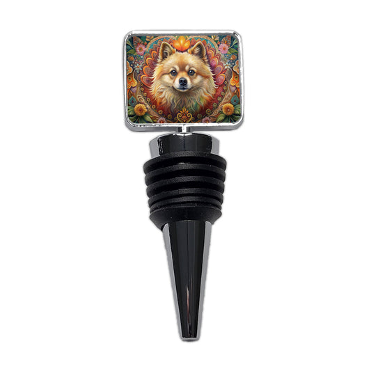 Pomeranian Dog Bohemian Art Wine Bottle Stopper