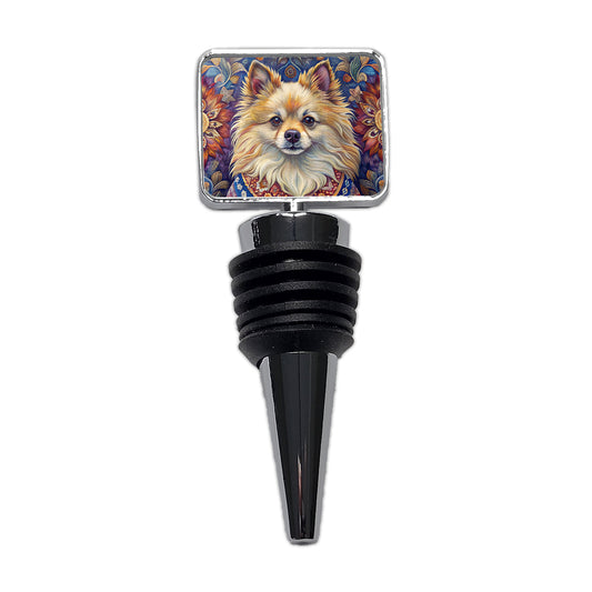 Pomeranian Dog French Bohemian Art Wine Bottle Stopper