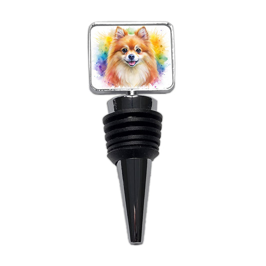 Pomeranian Dog Watercolor Style Wine Bottle Stopper