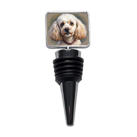 Poodle Dog Illustration Wine Bottle Stopper