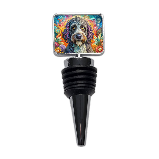 Portuguese Water Dog Bohemian Art Wine Bottle Stopper