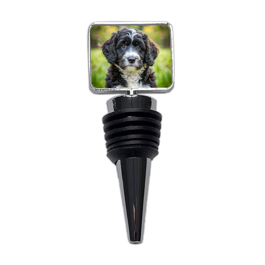 Portuguese Water Dog Puppy Photo Wine Bottle Stopper
