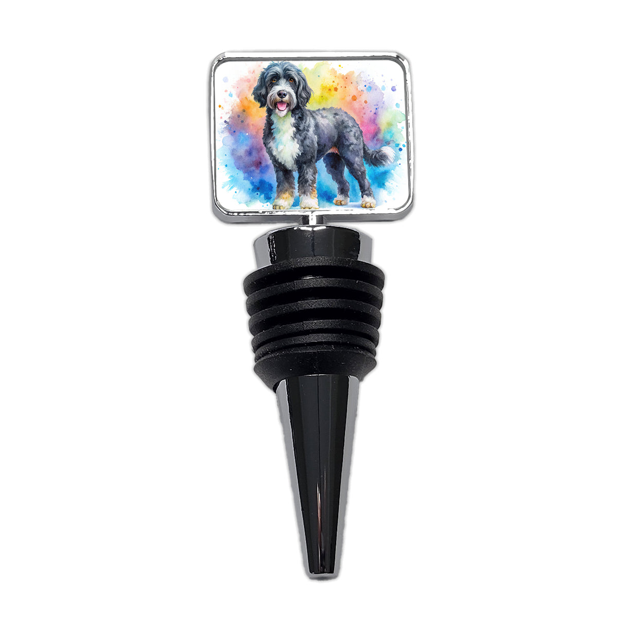 Portuguese Water Dog Watercolor Style Wine Bottle Stopper