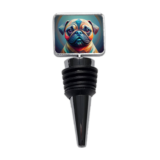 Pug Dog Abstract Stylized Art Wine Bottle Stopper