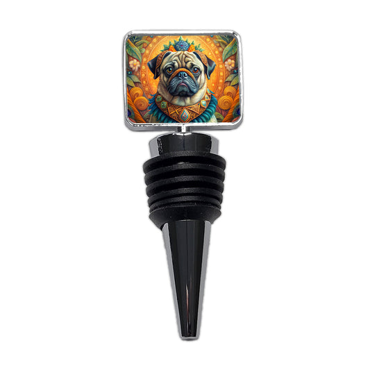 Pug Dog Bohemian Art Wine Bottle Stopper