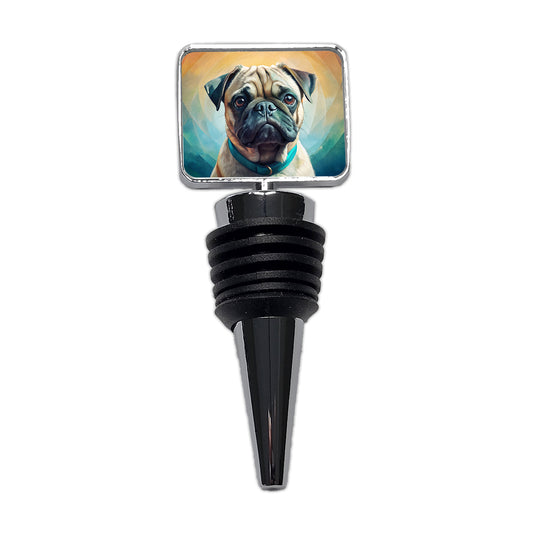 Pug Dog Contemporary Art Wine Bottle Stopper