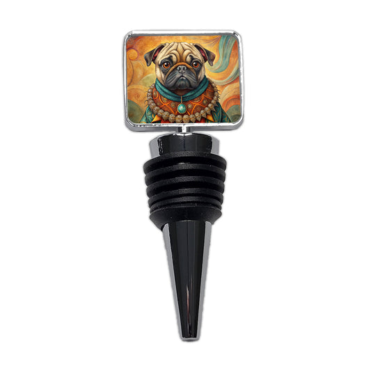 Pug Dog French Bohemian Art Wine Bottle Stopper