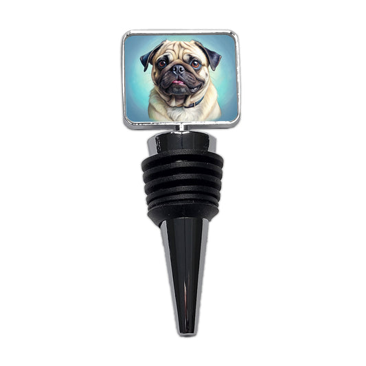 Pug Dog Illustration Wine Bottle Stopper