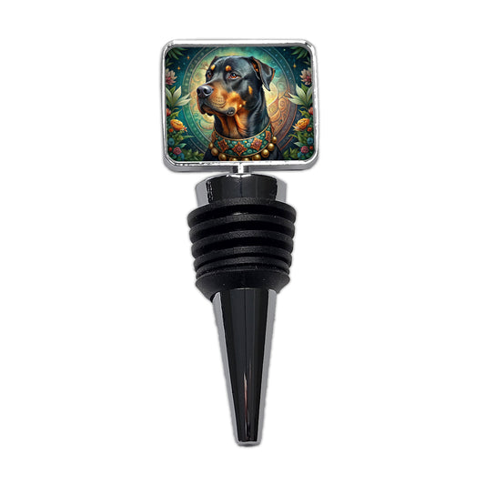 Rottweiler Dog French Bohemian Art Wine Bottle Stopper