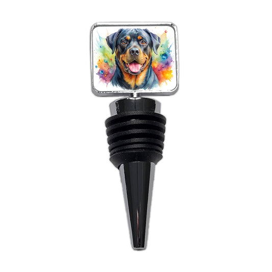 Rottweiler Dog Watercolor Style Wine Bottle Stopper