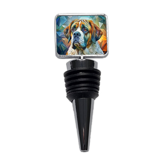 Saint Bernard Dog Abstract Art Wine Bottle Stopper