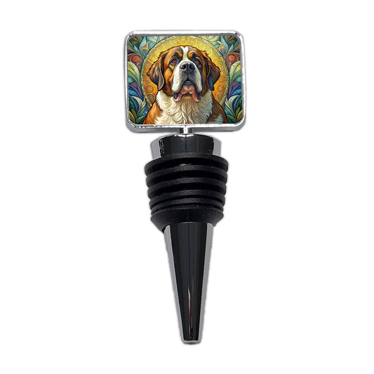 Saint Bernard Dog Art Nouveau Wine Bottle Stopper