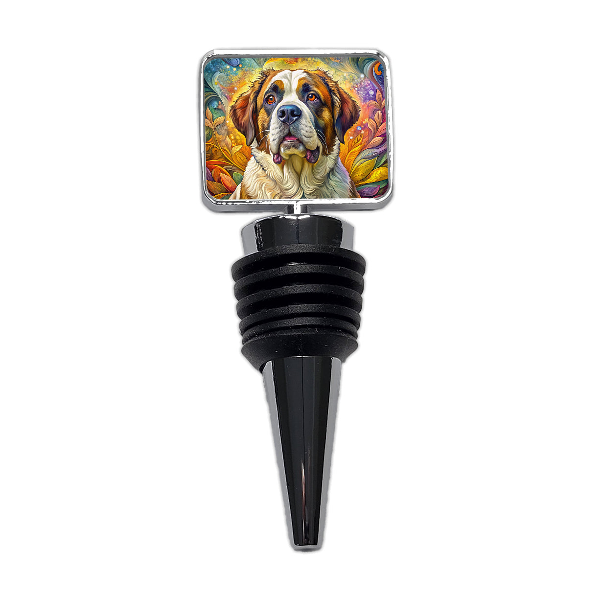 Saint Bernard Dog Bohemian Art Wine Bottle Stopper