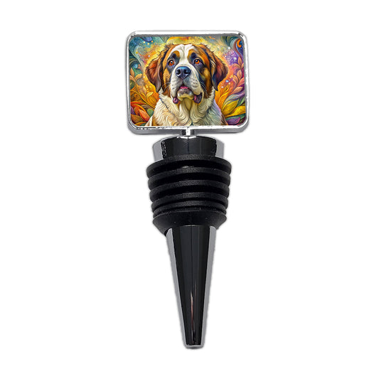 Saint Bernard Dog Bohemian Art Wine Bottle Stopper