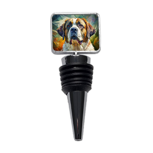 Saint Bernard Dog Contemporary Art Wine Bottle Stopper