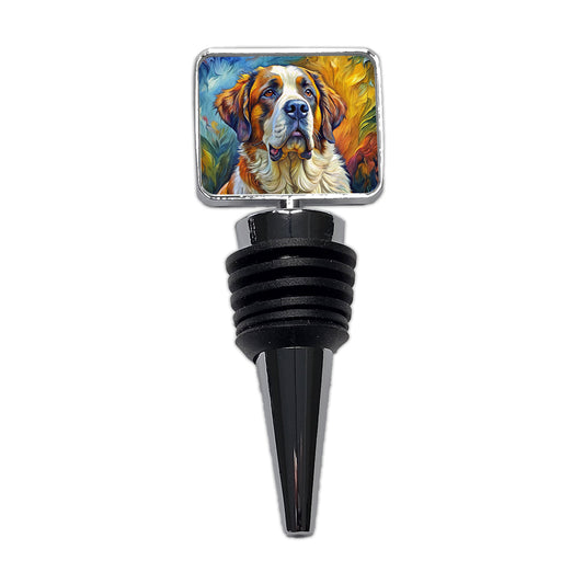 Saint Bernard Dog Expressionism Art Wine Bottle Stopper