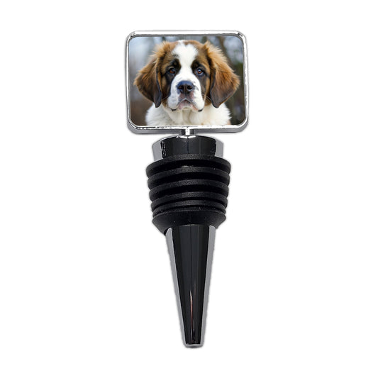 Saint Bernard Dog Puppy Photo Wine Bottle Stopper