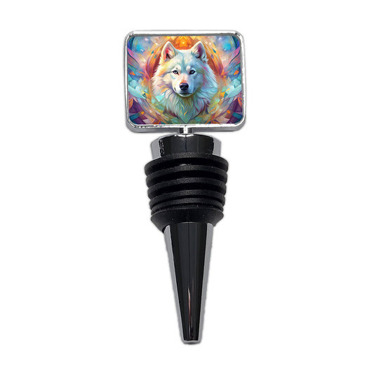 Samoyed Dog Abstract Art Wine Bottle Stopper