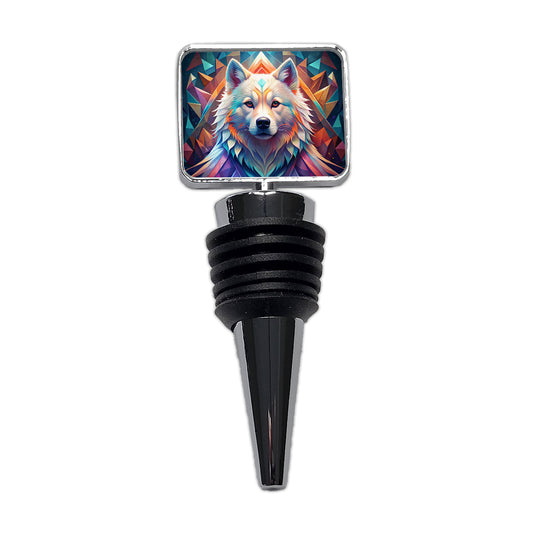 Samoyed Dog Abstract Stylized Art Wine Bottle Stopper