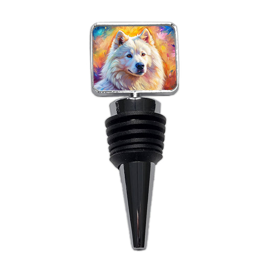 Samoyed Dog Expressionism Art Wine Bottle Stopper