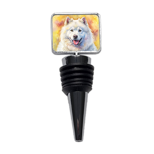 Samoyed Dog Illustration Wine Bottle Stopper