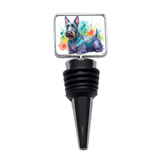 Scottish Terrier Dog Watercolor Style Wine Bottle Stopper