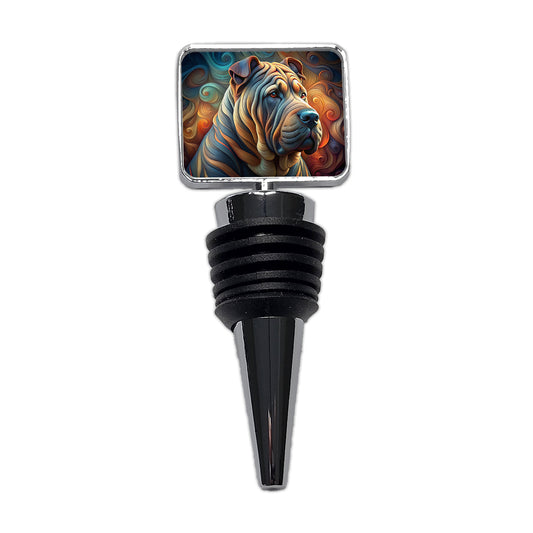 Shar Pei Dog Abstract Art Wine Bottle Stopper