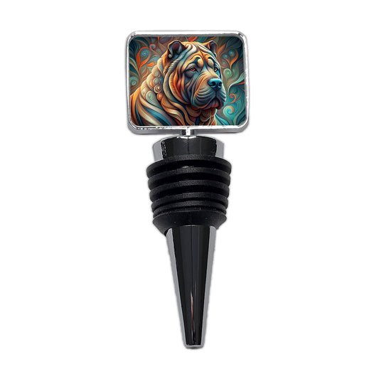 Shar Pei Dog Abstract Stylized Art Wine Bottle Stopper