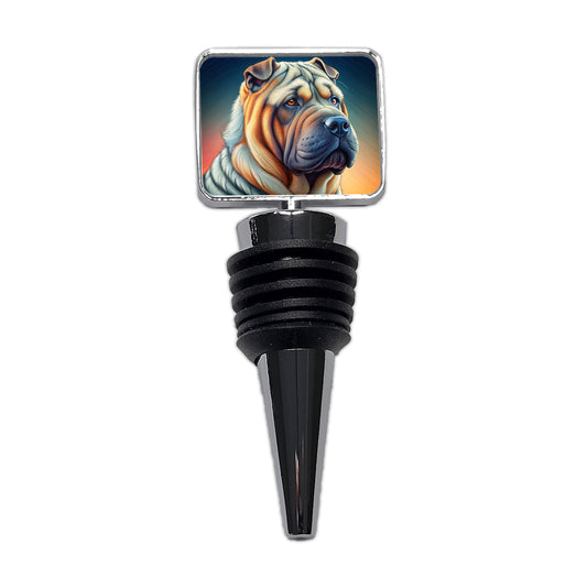 Shar Pei Dog Art Nouveau Wine Bottle Stopper
