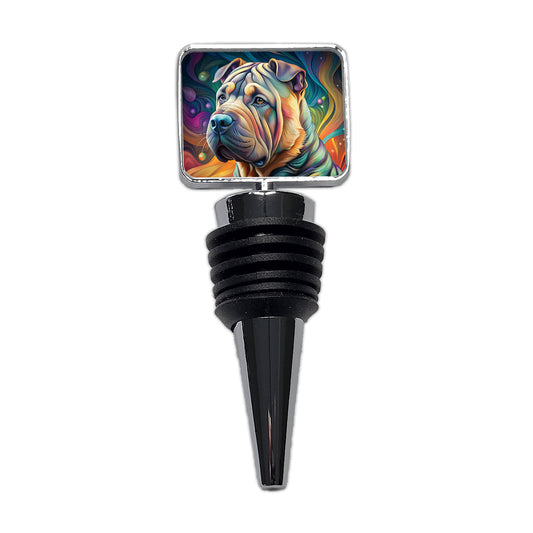 Shar Pei Dog Contemporary Art Wine Bottle Stopper