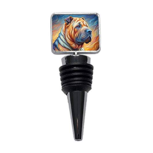 Shar Pei Dog Expressionism Art Wine Bottle Stopper