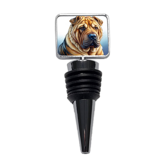 Shar Pei Dog Illustration Wine Bottle Stopper