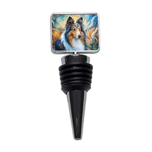Shetland Sheepdog Sheltie Dog Abstract Art Wine Bottle Stopper