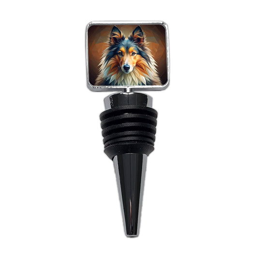 Shetland Sheepdog Sheltie Dog Abstract Stylized Art Wine Bottle Stopper