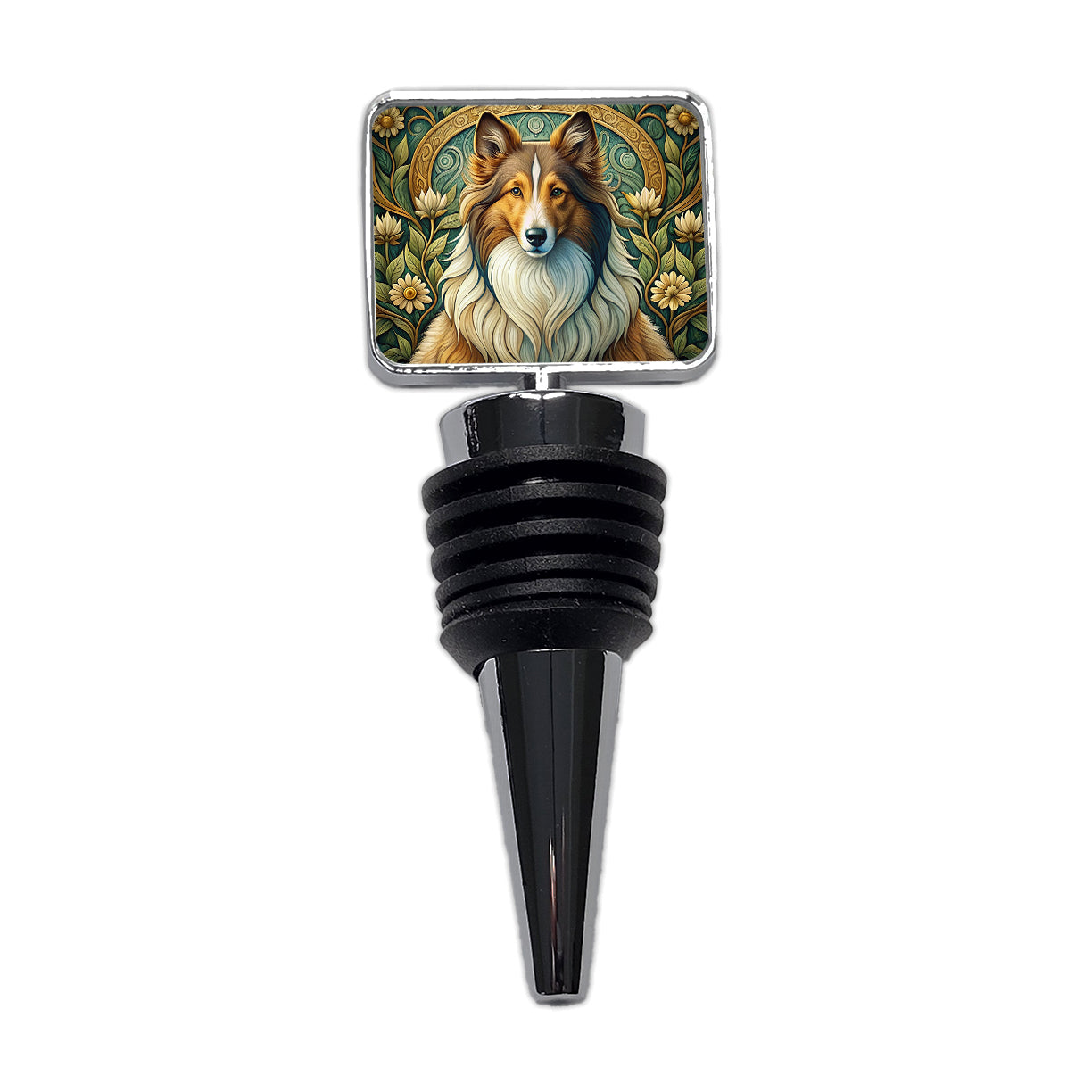 Shetland Sheepdog Sheltie Dog Art Nouveau Wine Bottle Stopper