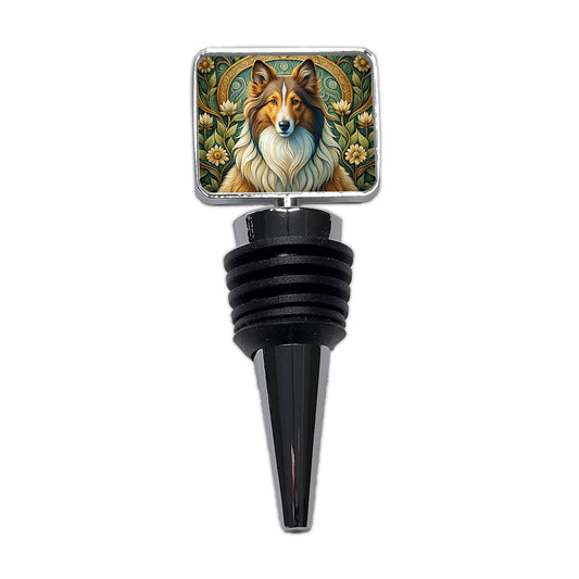 Shetland Sheepdog Sheltie Dog Art Nouveau Wine Bottle Stopper