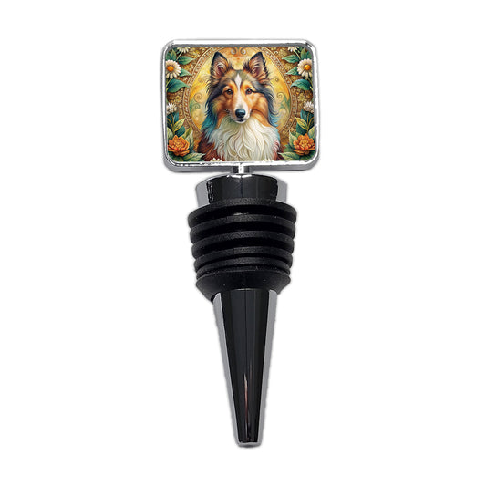 Shetland Sheepdog Sheltie Dog Bohemian Art Wine Bottle Stopper