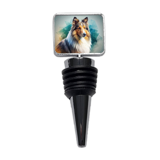 Shetland Sheepdog Sheltie Dog Contemporary Art Wine Bottle Stopper