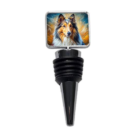 Shetland Sheepdog Sheltie Dog Expressionism Art Wine Bottle Stopper