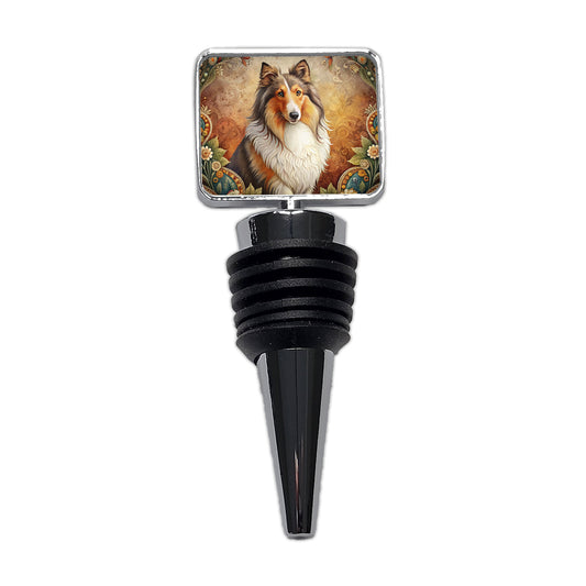 Shetland Sheepdog Sheltie Dog French Bohemian Art Wine Bottle Stopper