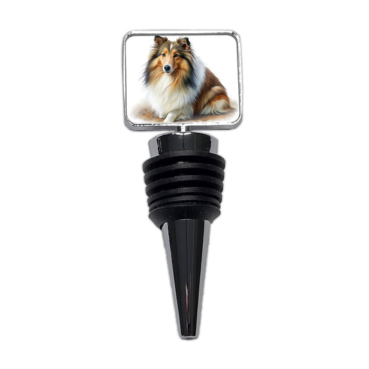 Shetland Sheepdog Sheltie Dog Illustration Wine Bottle Stopper