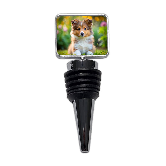 Shetland Sheepdog Sheltie Dog Puppy Photo Wine Bottle Stopper