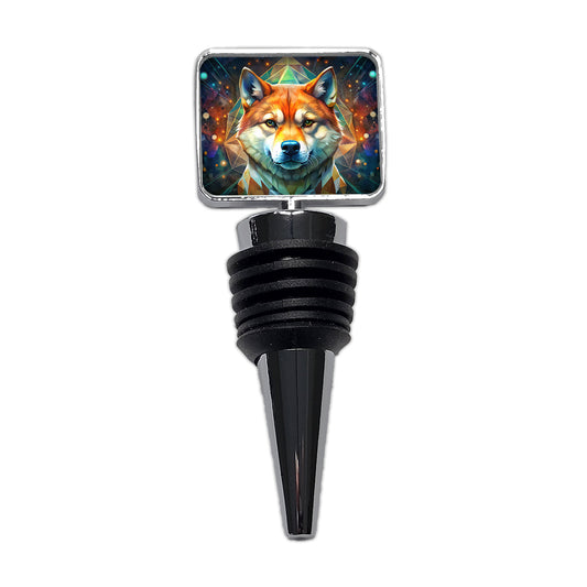 Shiba Inu Dog Abstract Art Wine Bottle Stopper