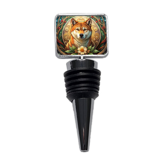 Shiba Inu Dog Art Nouveau Wine Bottle Stopper
