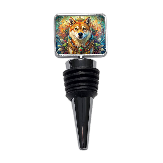 Shiba Inu Dog Bohemian Art Wine Bottle Stopper