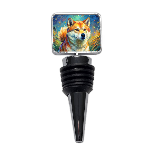 Shiba Inu Dog Expressionism Art Wine Bottle Stopper